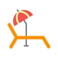 Sunbathing Chair Flat Multicolor Icon vector