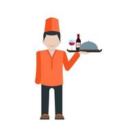 Waiter Flat Multicolor Icon vector