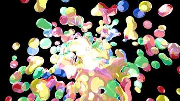 abstrakter Regenbogen-Flüssigkeitsbrunnen, der auf dem schwarzen Bildschirm sprudelt video