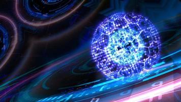 kernmiljoen abstract spotlicht en hexagon draad quantum futuristische computertechnologie met digitale matrixsjabloon en laser video