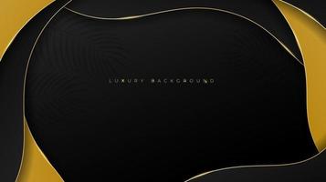 Luxury black and waving gold line background with paper cut concept design vector