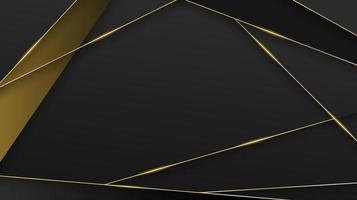 Geometric abstract background with shiny gold line in black background design vector