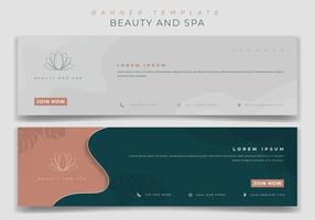 plantilla de banner web para diseño de publicidad de belleza y spa en fondo femenino vector