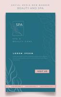 Portrait banner template in green for spa advertisement design with luxury design vector