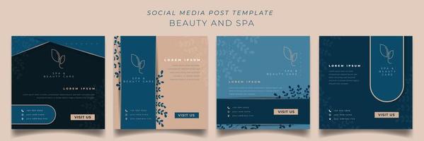 Set of social media post template in luxury concept background for spa advertisement design vector