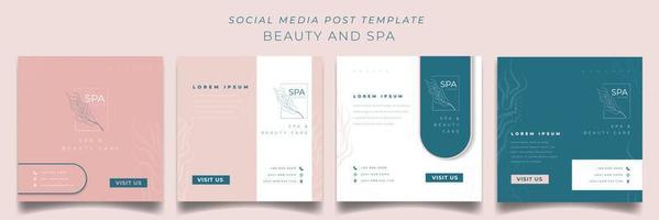 Set of social media post template in multiple feminine color choice with luxury background design vector