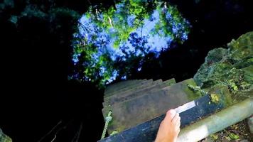 blau türkis wasser kalkstein höhle doline cenote tajma ha mexiko. video