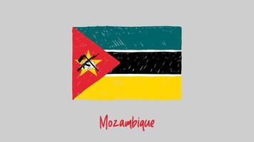 Mozambique Flag Marker or Pencil Sketch Illustration Vector