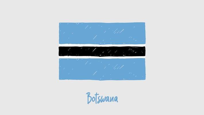 Botswana Flag Marker or Pencil Sketch Illustration Vector