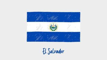 El Salvador Flag Marker or Pencil Sketch Illustration Vector