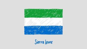 Sierra Leone Flag Marker or Pencil Sketch Illustration Vector