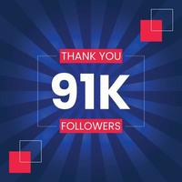 Thank you 91K Followers Vector Design Template