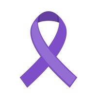 Purple ribbon icon in flat style isolated on white background. Symbol for Dementia awareness month. Alzheimers disease. Vector illustration. Healthcare medical concept.