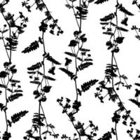 Monochrome floral seamless patern isolated on white. Black and white Background with flowers. Design element for fabric, textile, wallpapers and etc. Vector illustration.