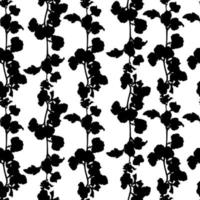 Monochrome cute seamless pattern with sprigs. Black and white leaves background. Vector illustration.