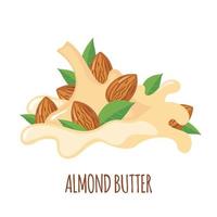 Almond butter icon in flat style isolated on white background. Cartoon nut butter. Vector illustration.