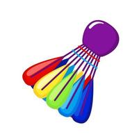 Colored Shuttlecock icon in flat style isolated on white background. Cartoon shuttlecock for badminton game. Vector illustration.