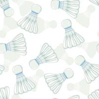 Seamless pattern with Shuttlecocks in flat style isolated on white background. Cartoon shuttlecock for badminton game. Vector illustration.