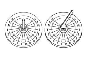 Set of Sundial icons in line art style isolated on a white background. Vector illustration.