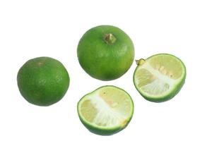 green lemon isolated on white background and clipping path. photo