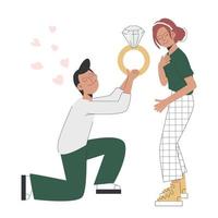 un hombre le hace una oferta de amor a una chica. el concepto de amor. vector