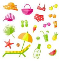 vector set of beach holiday items