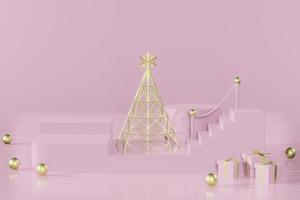 3d rendering illustration of christmas podium stage display showcase for product placement in minimal design. photo