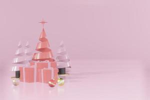 3d rendering illustration of podium for product placement in minimal design in christmas theme. podium stage showcase photo