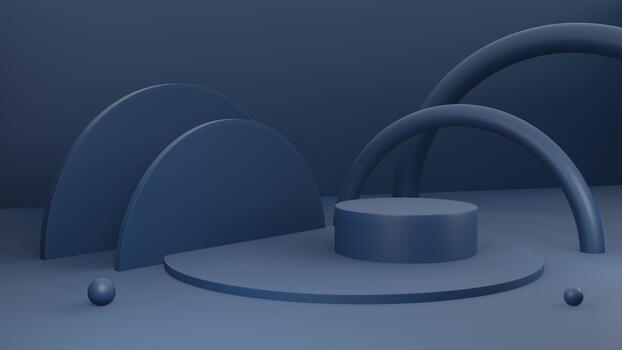 3d rendering illustration of podium stage display showcase for product placement in minimal design. photo