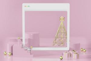 3d rendering illustration of christmas podium stage display showcase for product placement in minimal design. photo