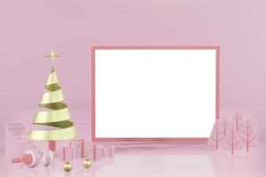 3d rendering illustration of christmas podium stage display showcase for product placement in minimal design. photo