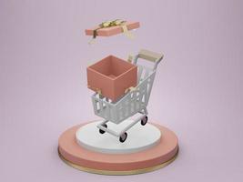 delivery to home from online shopping in 3D illustration rendering photo