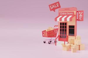 delivery to home from online shopping in 3D illustration rendering photo