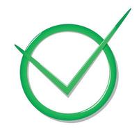 icono de vector derecho de marca de verificación. diseño de vector de lista de verificación verde. icono de marca de verificación para negocios, oficina, afiche y diseño web.