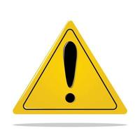 Realistic yellow triangle warning sign vector illustration.