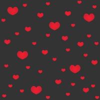 Simple hearts seamless pattern. Valentines day background. Flat design endless chaotic texture made of tiny heart silhouettes. Shades of red. Red hearts at black background. Vector illustration
