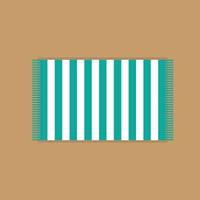 blue beach towel on a sand background with long shadow. Vector, cartoon illustration vector