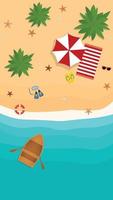 Top view beach background aerial view of summer. Vector cartoon illustration.