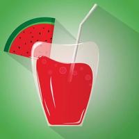 Glass of watermelon juice. Summer colorful design. Good for menu design. Vector illustration. Flat icon