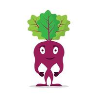 Cute funny beet vegetable character. Vector hand drawn cartoon kawaii character illustration icon. Isolated on white background. Beet vegetable character concept