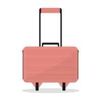 Cartoon luggage suitcase on wheels. Isolate on a white background. Vector illustration