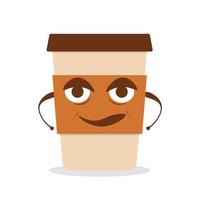 Cute angry coffee paper cup. Vector flat cartoon character illustration icon design.Isolated on white background. Coffee to go, take away