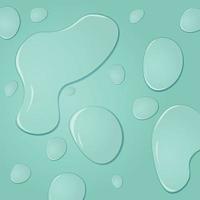 Cosmetic moisturizing liquid drops on green blue pastel background. Toner or lotion. Hyaluronic serum. Vector illustration