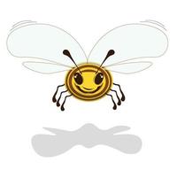 Cute bee in cartoon style. With shadows. Flat Vector illustration