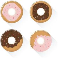 conjunto de donut dulce colorido de dibujos animados con glaseado, aislado sobre fondo blanco. ilustración plana vectorial vector