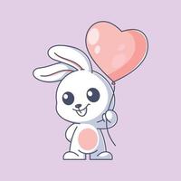 Cute bunny carrying balloons vector