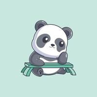 panda está soñando despierto en la mesa vector