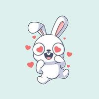 Cute bunny in love cartoon vector