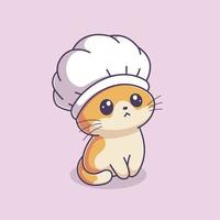 Cute kitten wearing a chef hat vector