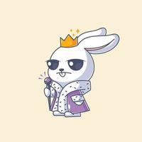 Cute bunny king wearing king clothes and crown vector